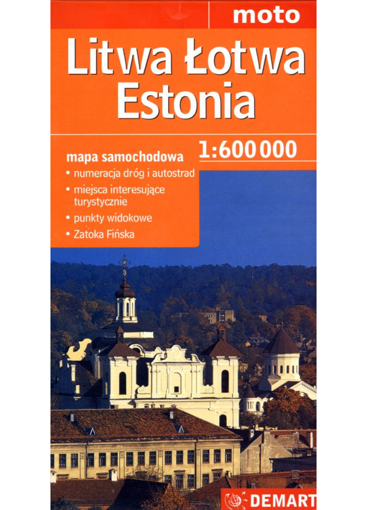Litwa, Łotwa, Estonia – mapa samochodowa