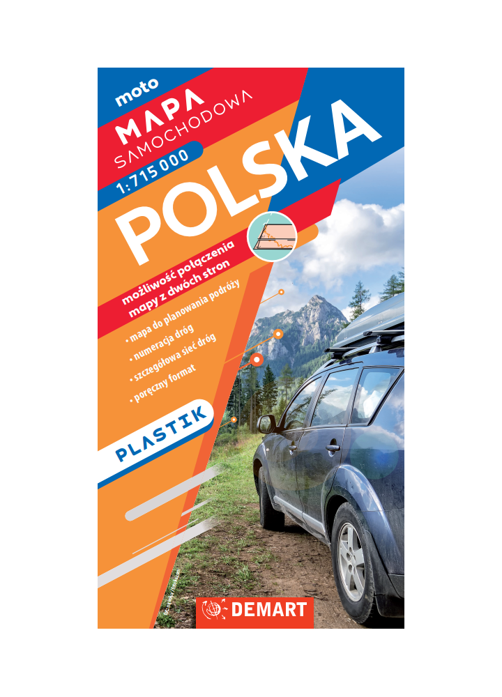 Polska - mapa samochodowa laminowana 2024