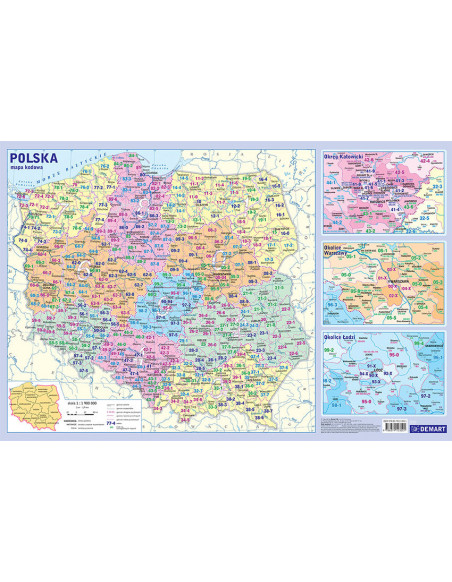 Mapa Polski - Kody Pocztowe - Podkładka na Biurko