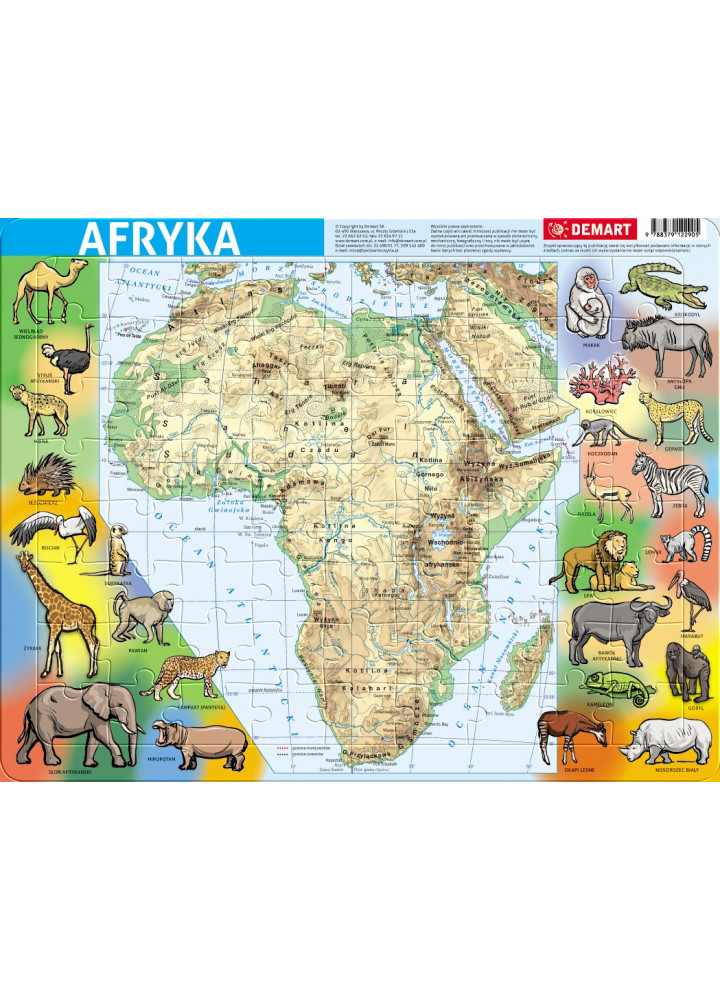 Afryka - Fizyczna - Puzzle Ramkowe