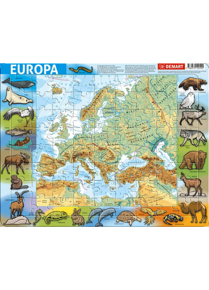 Europa Fizyczna - Puzzle Ramkowe